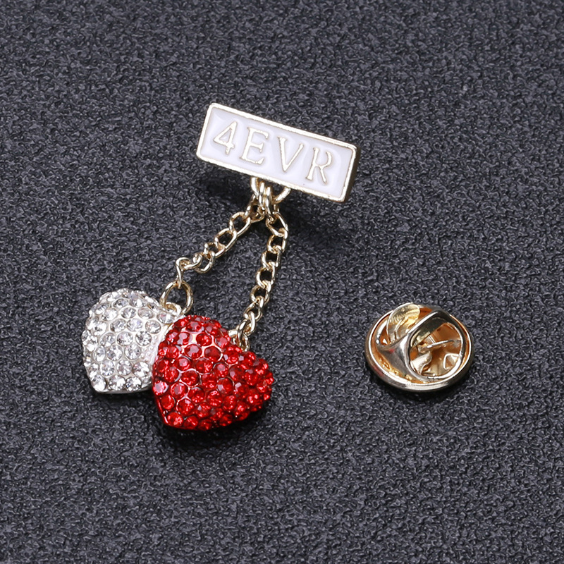 Letter, Heart Shape Pattern Elegant Streetwear Pin Letter Heart Shape Alloy Rhinestones Women's Brooches