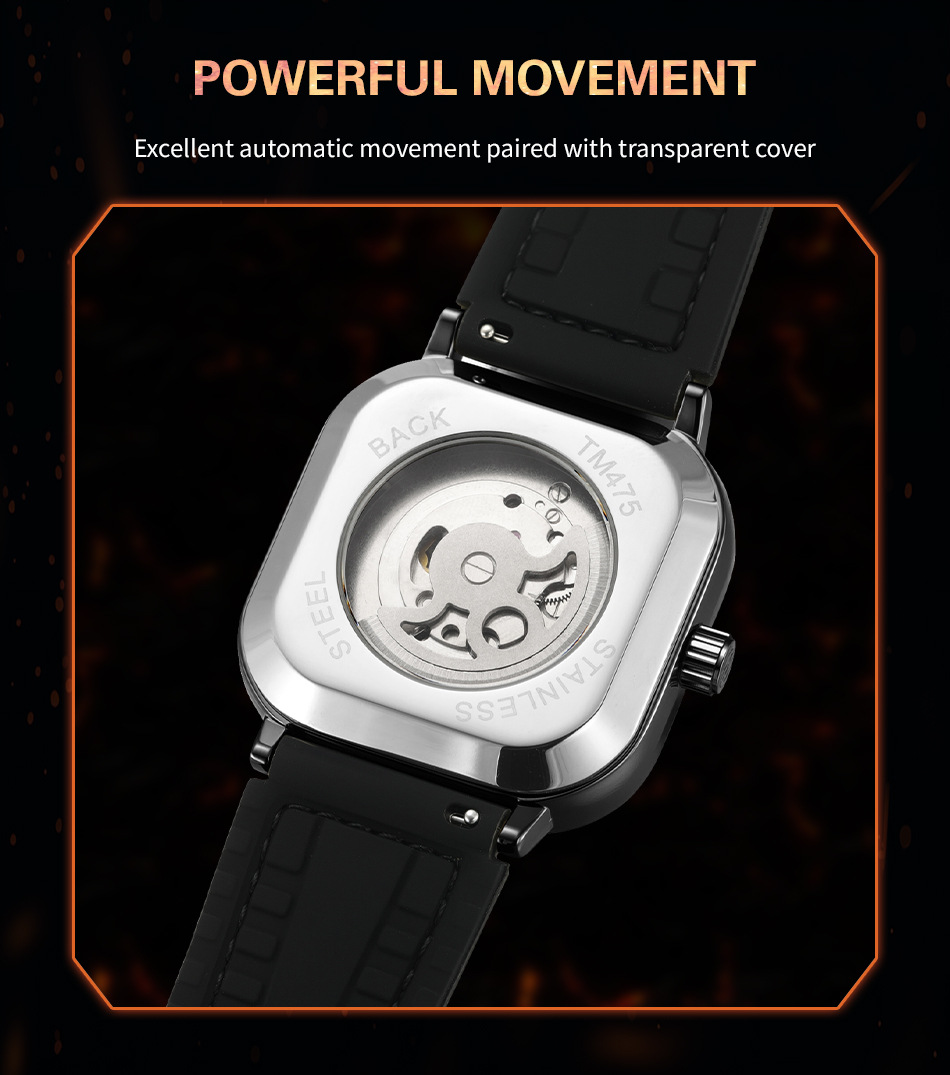 Automatic Mechanical Square Watch European Style Men’s Clock_voghion.com