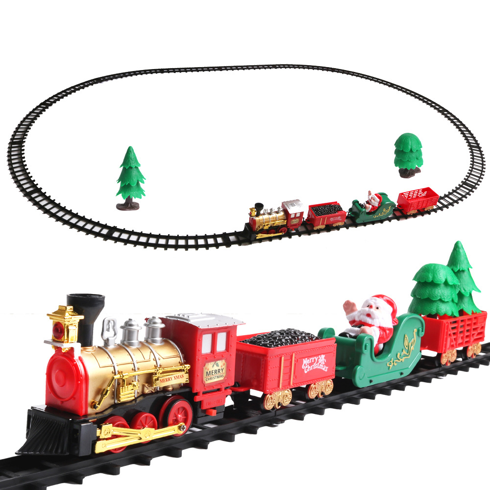 Suministro transfronterizo de tren eléctrico de Navidad juguetes infantiles juguetes de simulación de automóviles regalos ferroviarios eléctricos comercio exterior