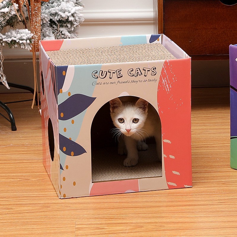 Placa para rascarse el gato, guarida para gatos, villa de dos pisos, las patas de gato no son fáciles de quitar, jaula para gatos, suministros para mascotas resistentes al desgaste al por mayor