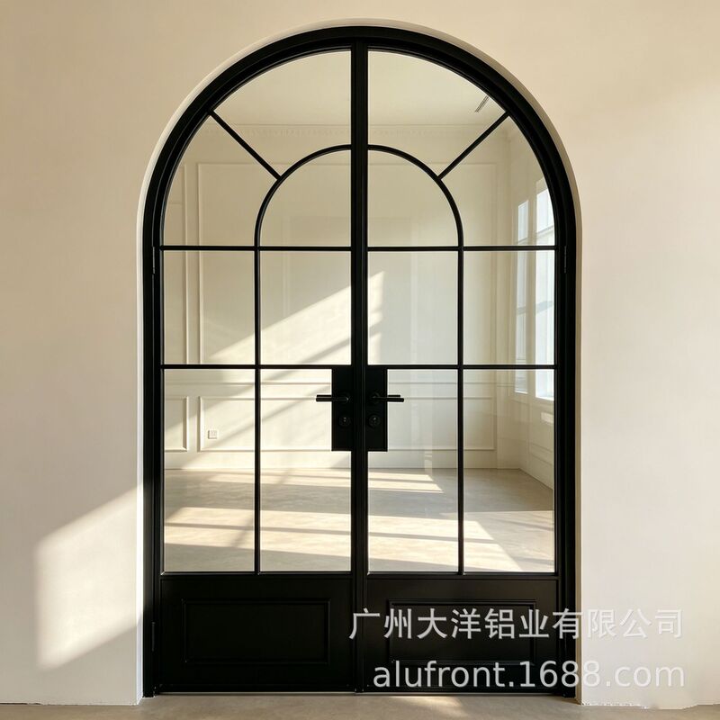 Wangpin Doors and Windows American-Style Store Entrance French Glass Door Double-Opening Lattice Aluminum Alloy Commercial Project Model