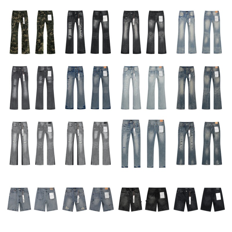 Cross-border purple American high street ripped washed trendy embroidered stretch slim-fit vintage straight-leg jeans Cross-border purple American high street ripped washed trendy embroidered stretch slim-fit vintage straight-leg jeans