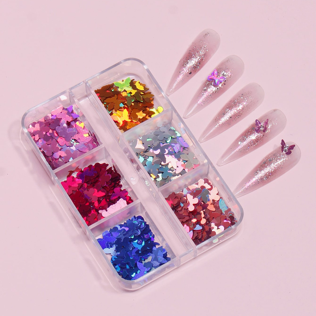 Cruz-frontera popular remache de uñas joyería no se desvanece mezclado 6-rejilla de metal largo hueco estrella Luna decoración de uñas