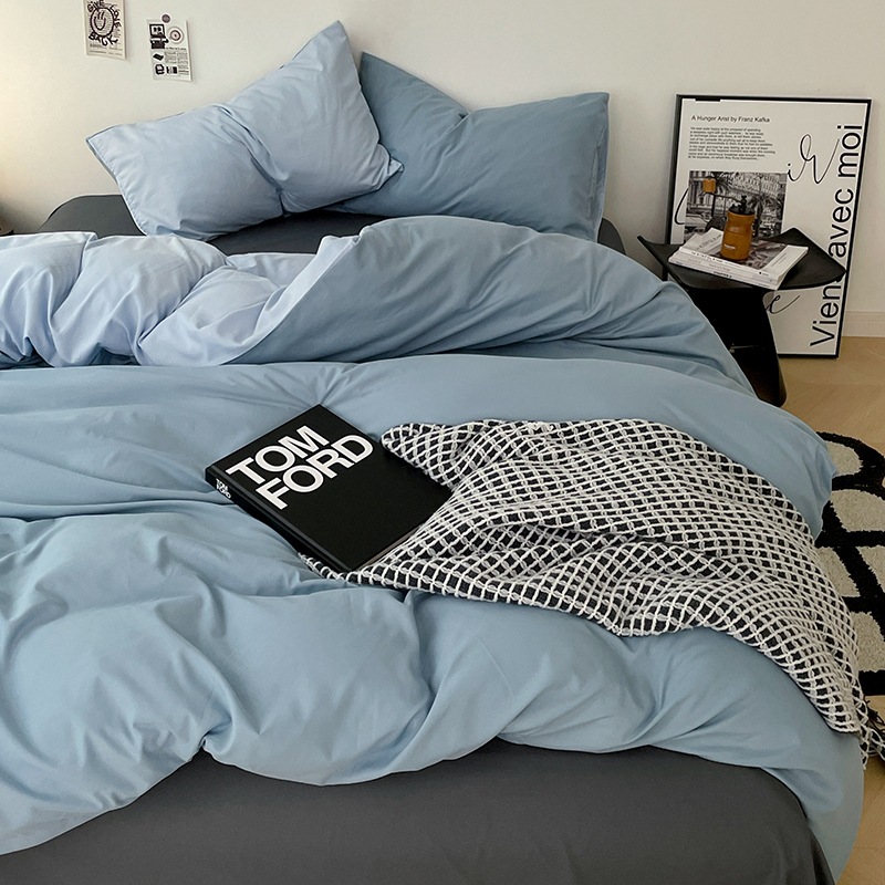 Cama de cuatro piezas A clase madre y bebé dormir desnudos ropa de cama de algodón lavado con agua cubierta cama dormitorio cama de tres piezas
