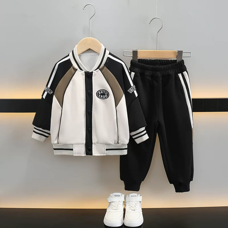 Children's sports suit for boys, baseball uniform, set, autumn