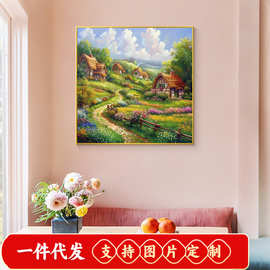 满钻圆钻石画田园风光图片贴钻马赛克十字绣套件艺术景观家居装饰
