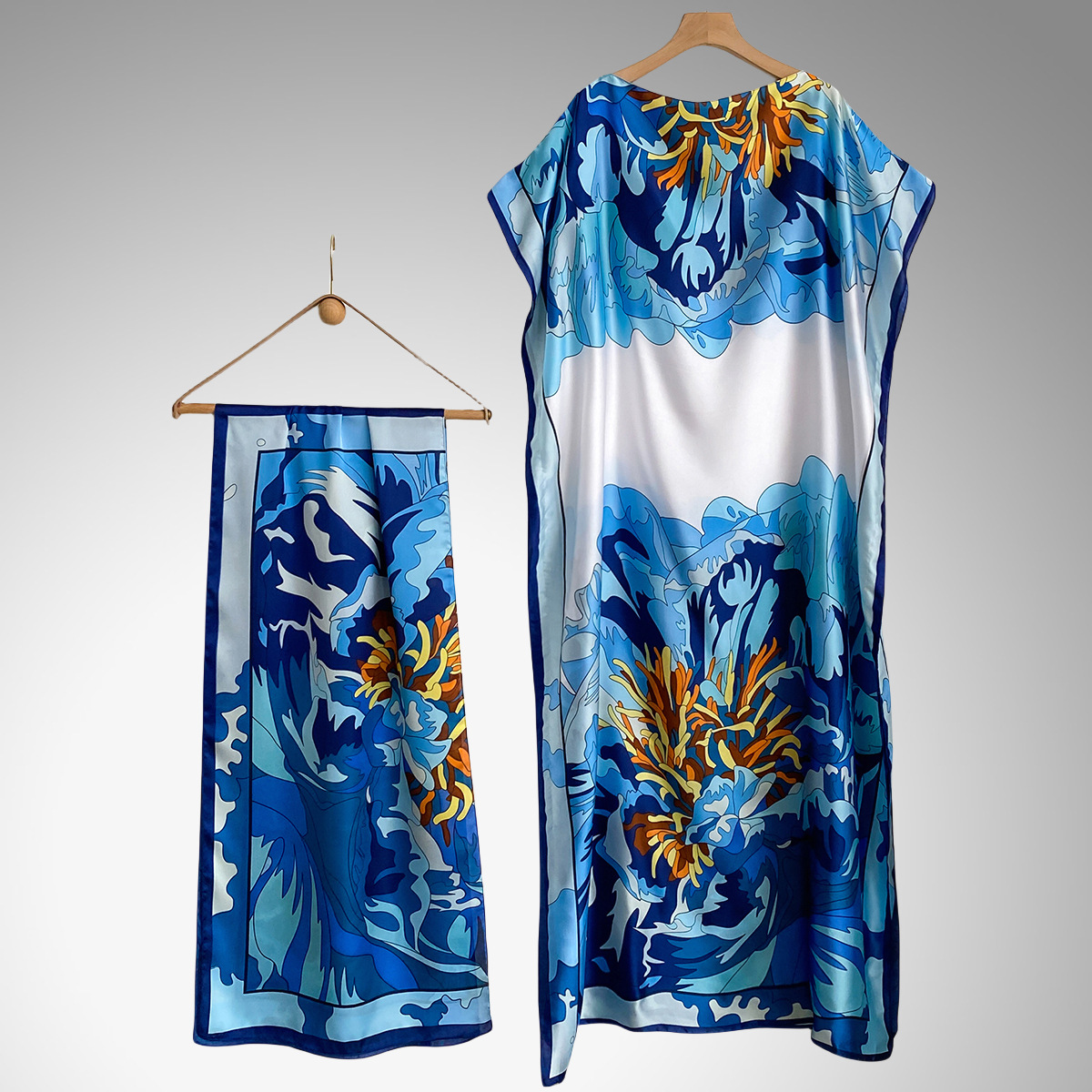 Women's Simulated Silk Scarf Shawl Spring Summer New Style Beach Vacation Cover Up Brocade Sun Protection Clothing_voghion.com