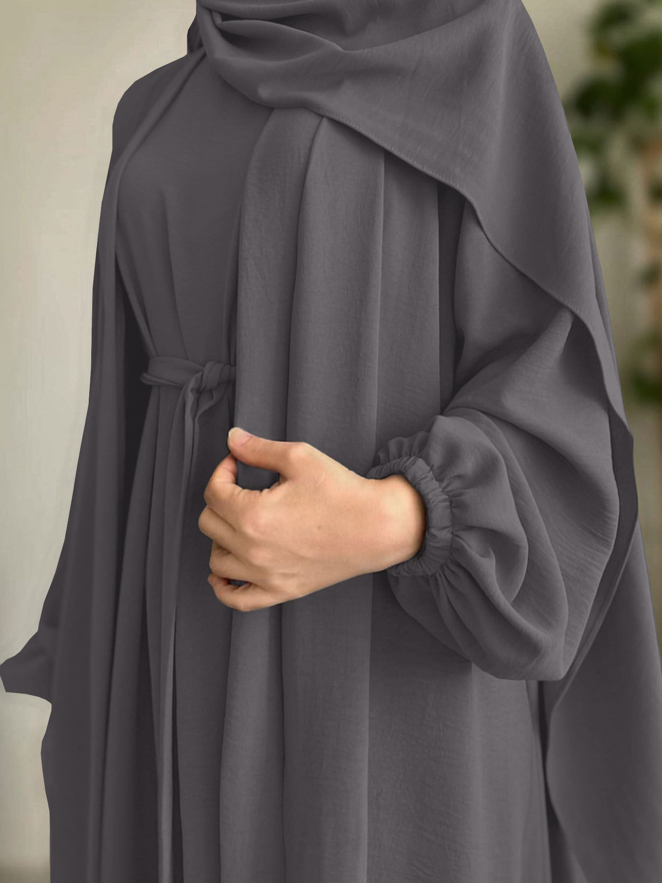 2025 Spring New Arrival Turkey Dubai Solid Color Two-Piece Women's Robe Dress_ecoleips.com