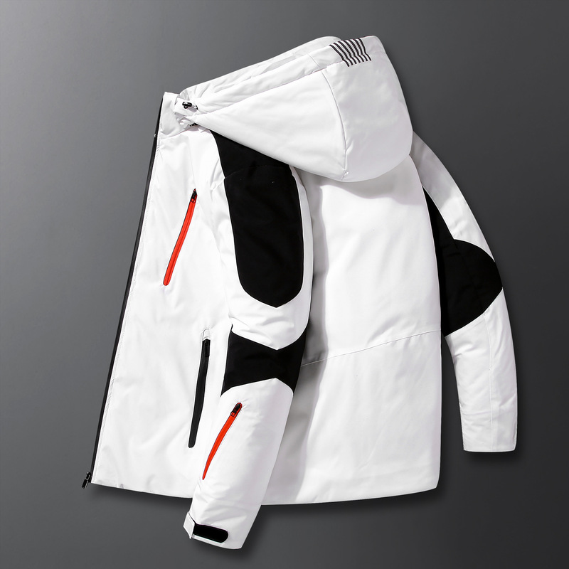 Cross-border New Men's down Jacket Warm White Duck down Jacket Thickened Casual Hooded Fluffy Coat Outdoor Stitching