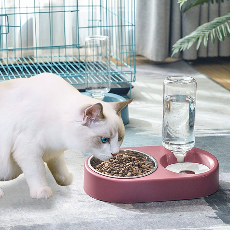 Автоматическая миска для заправки воды для домашних животных PP Встроенная миска для кошек двойная миска для защиты собак и кошек позвоночник Высокая Антидетонационная миска для воды