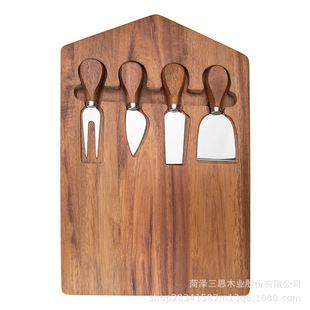 Cross-Border Large Acacia Wood Home Kitchen Cutting Board as a Gift Acacia Wood Cutting Board Knife and Fork Cheese Board