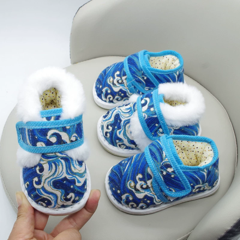 Детская хлопковая обувь ручной работы с хлопковой подкладкой, зимняя теплая утолщенная мужская и детская обувь Melaleuca, впитывающая пот, античный стиль, обувь для малышей
