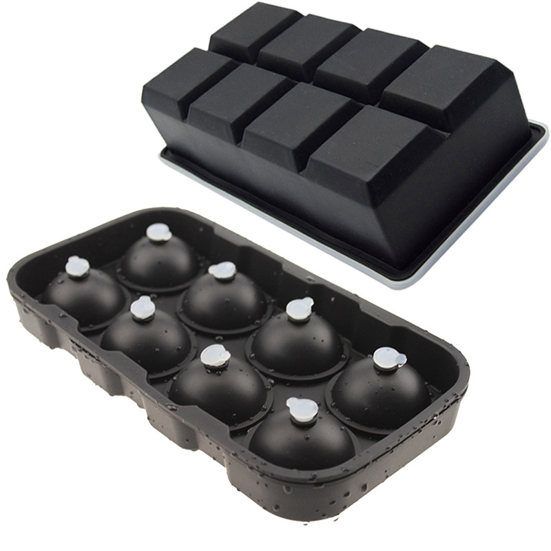 Molde de cubo de hielo de silicona molde de hockey sobre hielo 4 rejilla 4 Bola 6 rejilla 6 Bola 8 rejilla 8 bola caja de hielo cuadrado redondo cubo de hielo molde