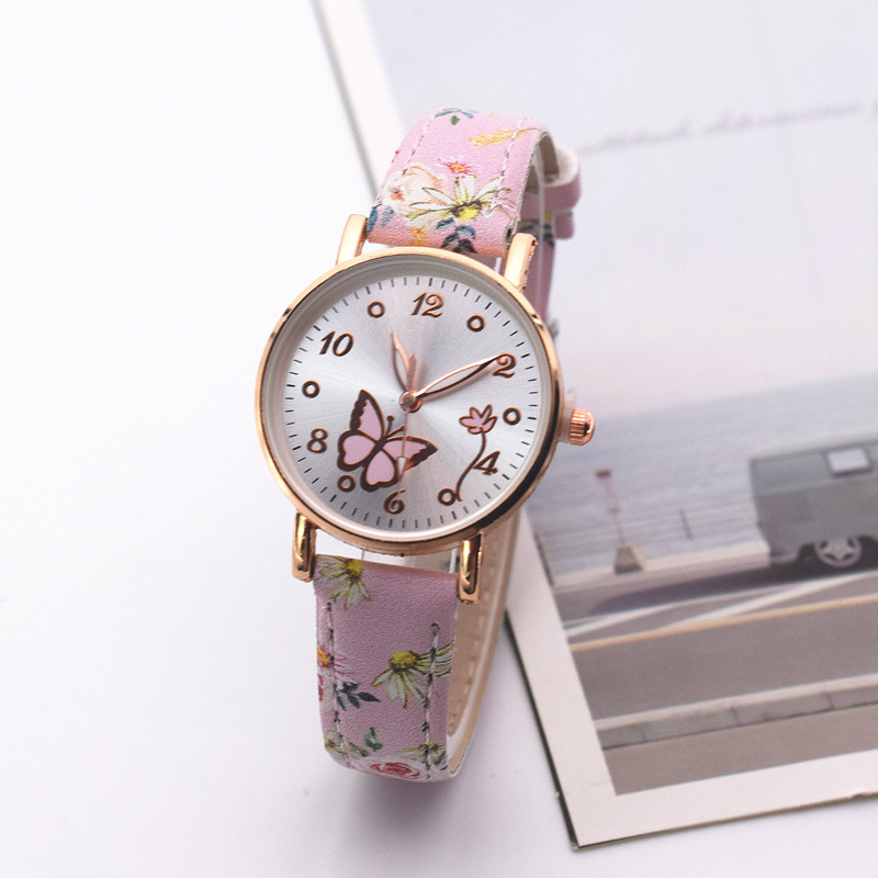 Floral Girl Butterfly Ins Style Watch Niche Literary Forest Style Girl Student Middle School High School Versatile Casual Watch