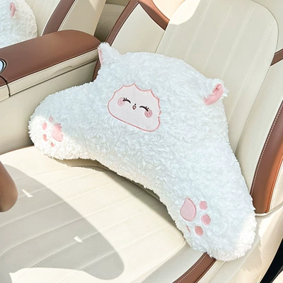 Waist support, Cartoon Comfortable Car Cushion, Neck - rabbit-fur-frosted-lamb-waist-support-white