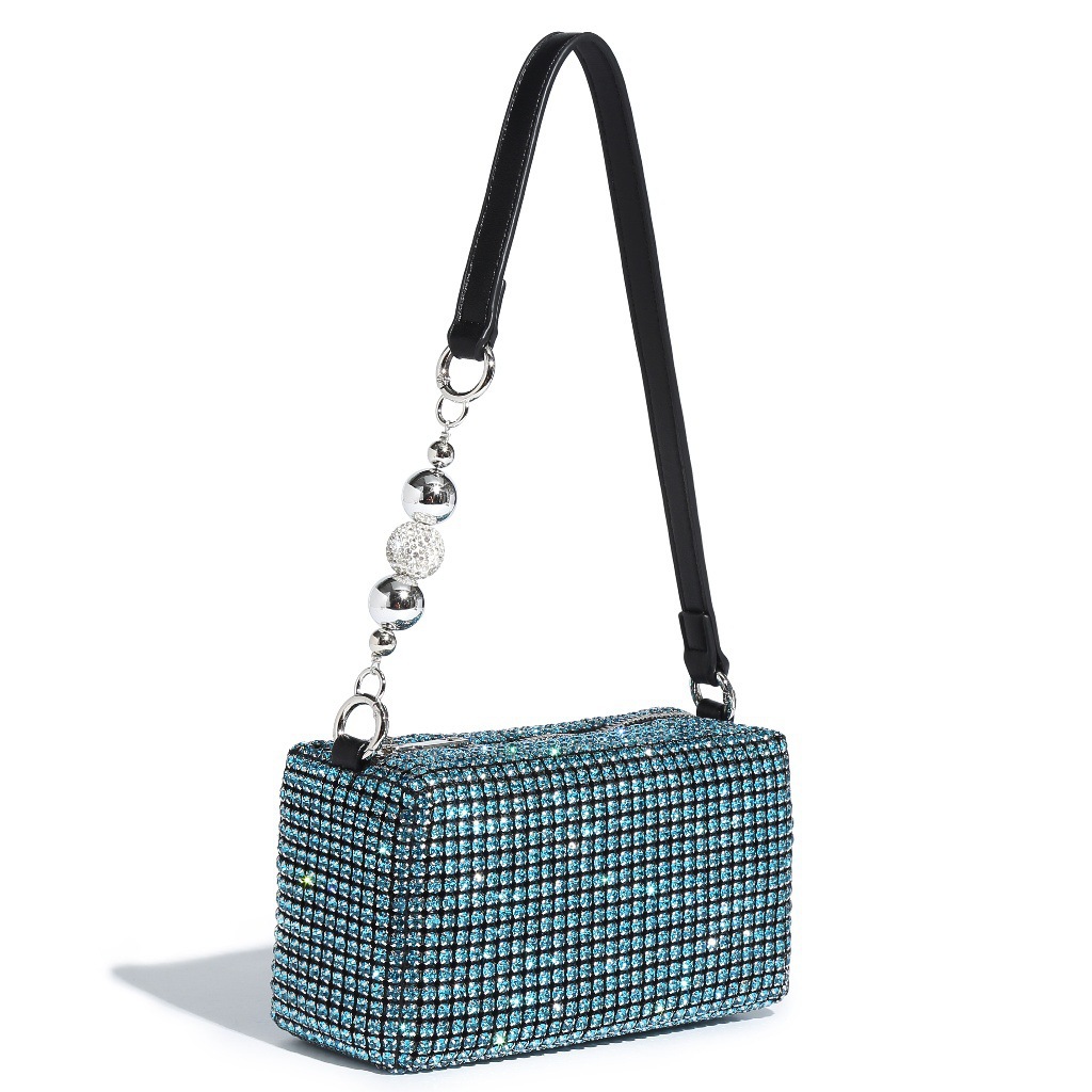 레이크 블루 실버 비즈 + 뱀 뼈 체인 + 예비 다이아몬드