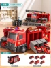 Universal metal gift box play in water, fire truck