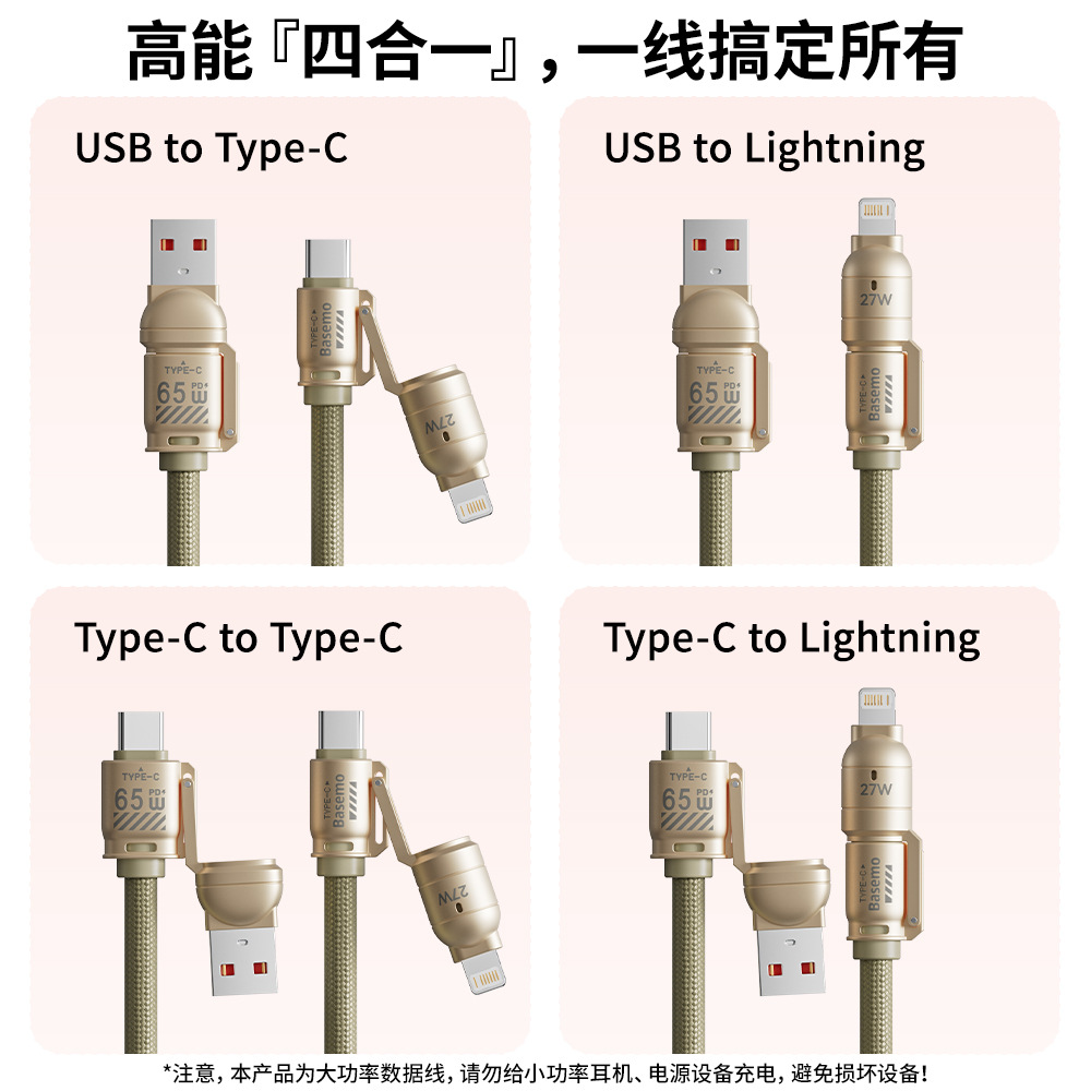 【Venta Directa de Fábrica】Correa Cruzada para Teléfono Beimo de 65W con Soporte para Teléfono y Separador, Cable de Datos 4 en 1.