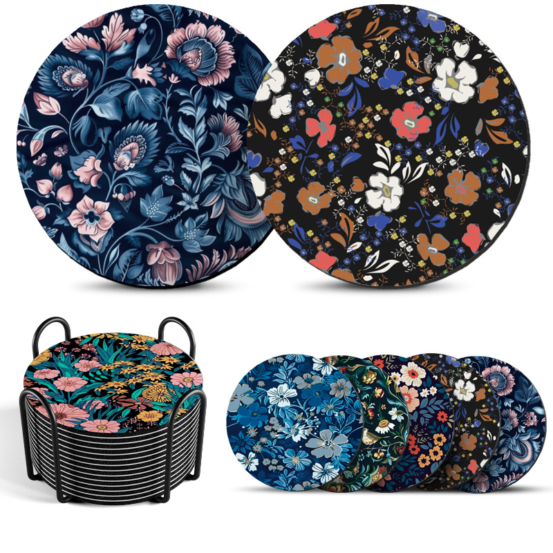 Cross-border round absorbent cup mat tea mat high-end table surface leather drip mat dining table bowl mat heat insulation anti-scald mat