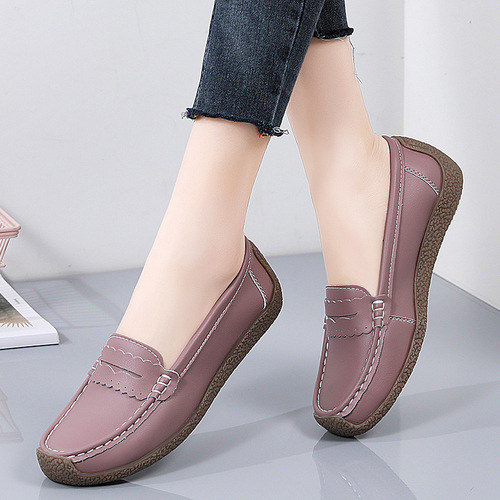 Spring and summer plus size women's shoes real cowhide mother's shoes tendon bottom lazy shoes low-cut nurse shoes comfortable women's shoes beanie shoes