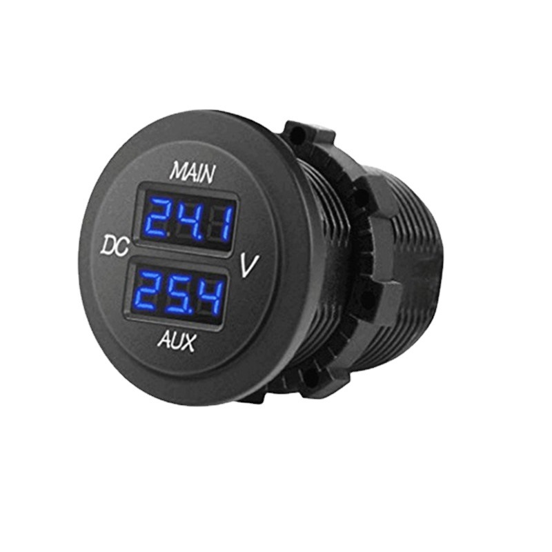 车载改装双电压双显表 MAIN AUX DC12-24V电瓶电压电流双检测仪表