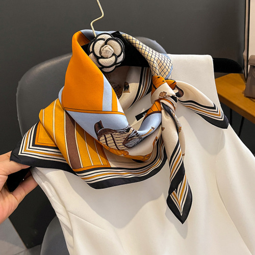 Retro fashion twill silk square scarf women's scarf fashionable mulberry silk scarf autumn and winter warm scarf scarf