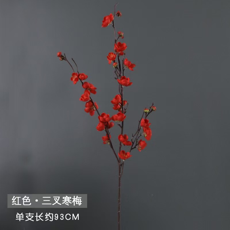 작은 세 갈래 매화 빨간색
