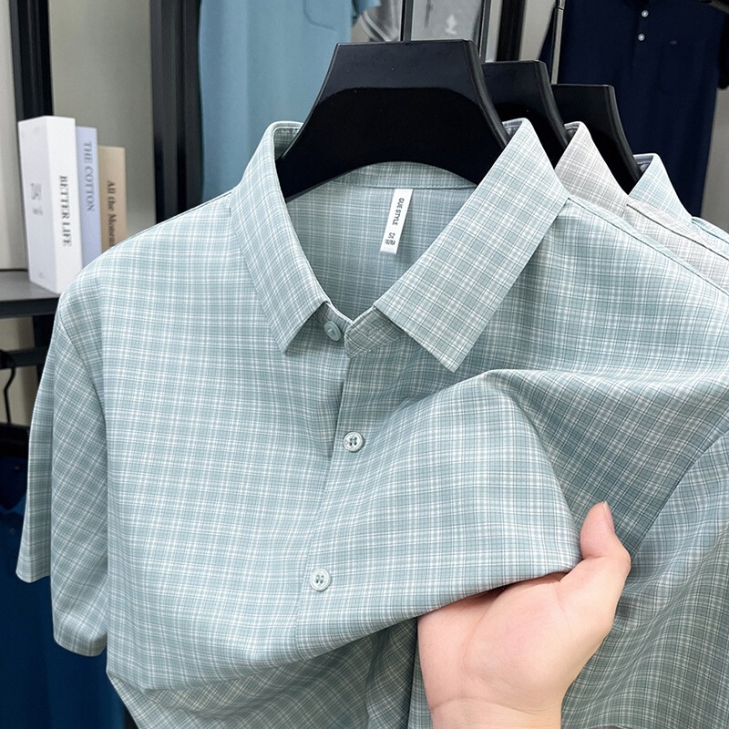 2026 New Plaid Seamless Short-Sleeve Shirt for Men, Summer Business Casual Non-Iron Shirt, Dad's Outfit 2026 New Plaid Seamless Short-Sleeve Shirt for Men, Summer Business Casual Non-Iron Shirt, Dad's Outfit