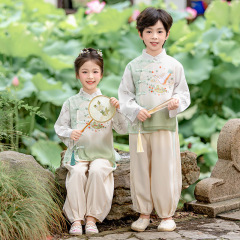2025新款儿童汉服长袖套装中国风古装男女童新中式唐装中秋演出服