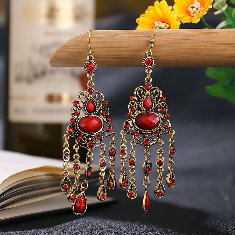 Red bead earrings