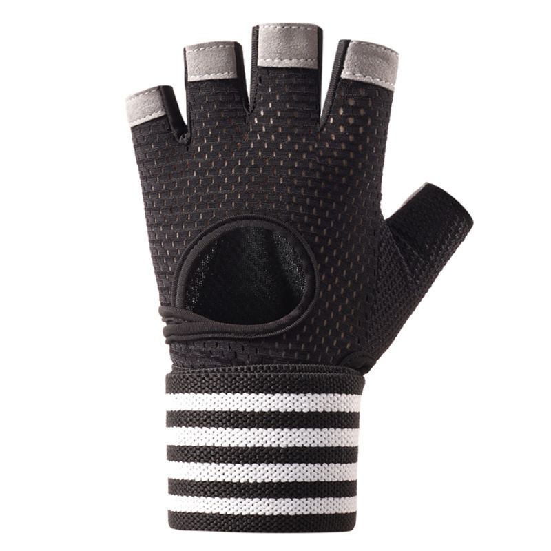 Guantes deportivos de acondicionamiento físico protector de muñeca entrenamiento antideslizante transpiración medio dedo de verano nuevo guante unisex image 7