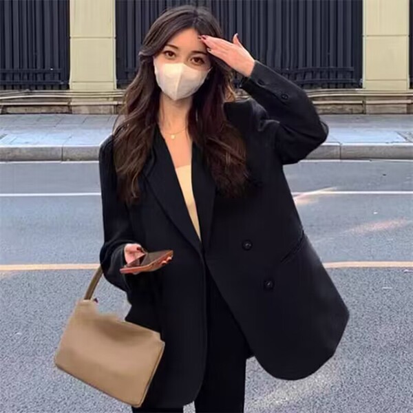 Khaki autumn elegant classic suit jacket for leisure