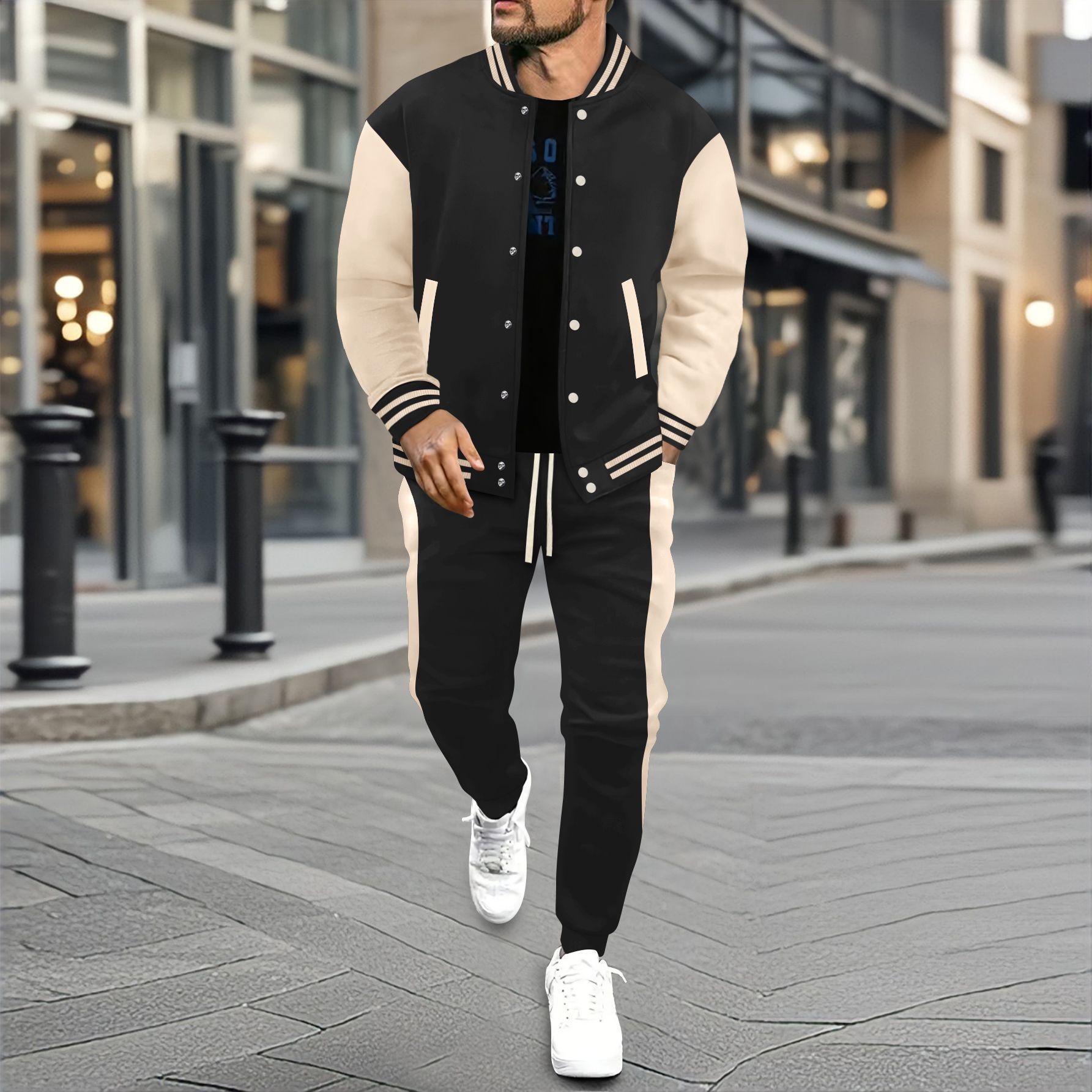 Herren-Baseball-Cardigan mit Farbblock-Design, lässige und vielseitige Jacke im europäischen und amerikanischen Stil, neuer Sportanzug für Frühling und Herbst_voghion.com