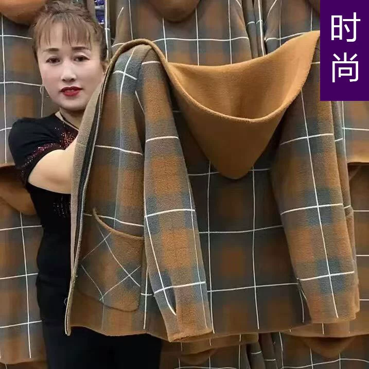 Новинка, короткая модная куртка-кусачки для мам, имитация двусторонних кусачек в западном стиле, топ в клетку для женщин среднего и пожилого возраста, 40 лет, 50 лет