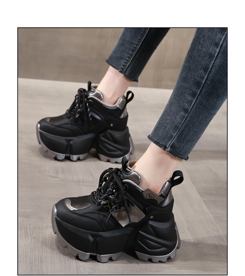 Giày sneaker chunky nữ đế dày độn cao thời trang — Màu đen chi tiết 18