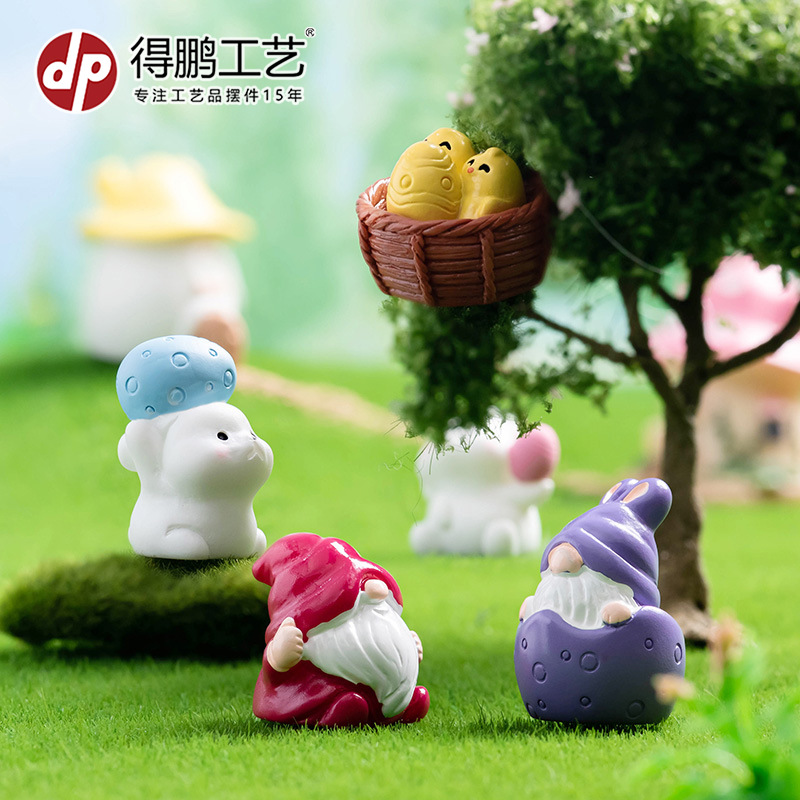 (2개) 외국 무역 신제품 마이크로 풍경 창의적 귀여운 부활절 난쟁이 토끼 알 데스크탑 DIY 장식 장식품
