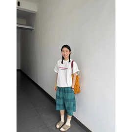 美式潮牌格子短裤2025夏季新款宽松直筒百搭休闲五分中裤潮流穿搭