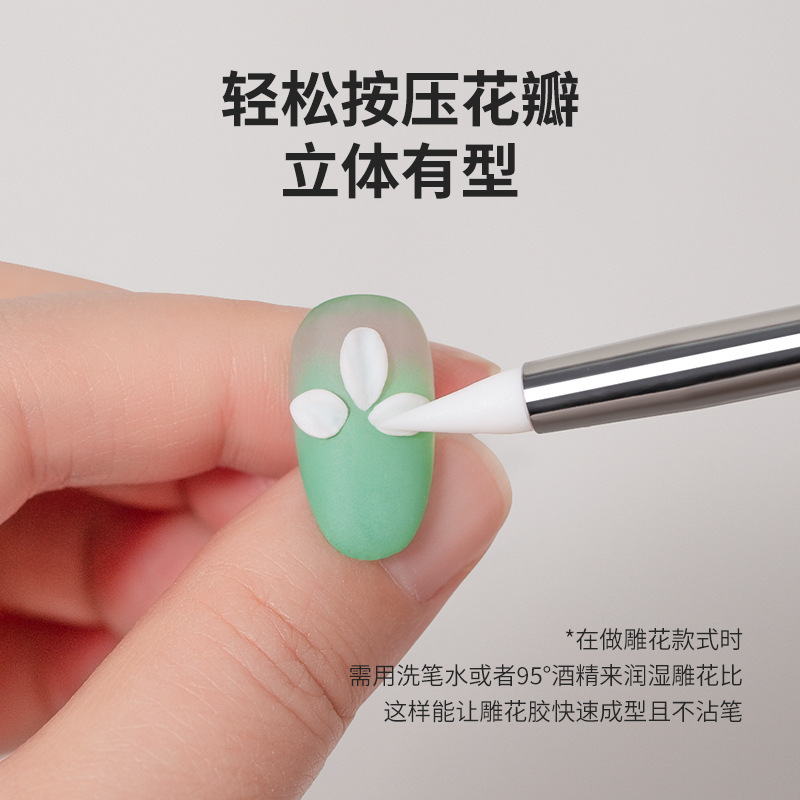 ネイルアート双頭彫刻ペン多機能ログ双頭シリコンペン接着剤スティックエンボスペンマジックミラーパウダーツール|undefined