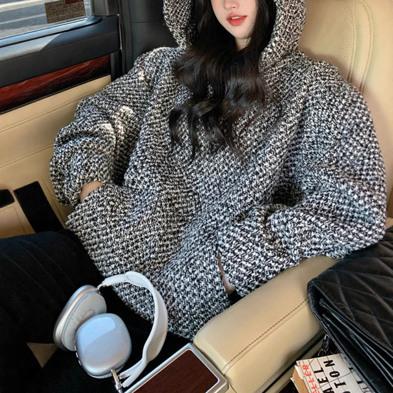 American Retro Xiaoxiang Hooded Sweatshirt for Men and Women in Spring & Fall New Design Tweed Woven Hooded Top Jacket American Retro Xiaoxiang Hooded Sweatshirt for Men and Women in Spring & Fall New Design Tweed Woven Hooded Top Jacket