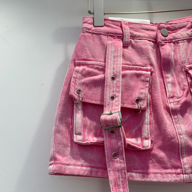 Streetwear Style Summer Spring Streetwear Solid Color Cotton Above Knee Skirts