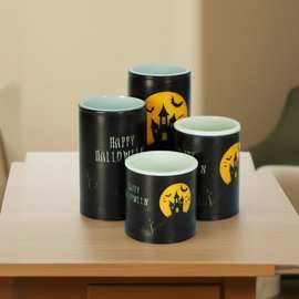 跨境新品万圣节蜡烛灯可印刷图片恐怖蜡烛灯7号电池遥控蜡烛灯