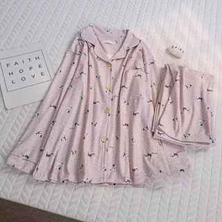 粉色波点小猫少女睡衣加厚德绒保暖舒适两件套秋冬季可外穿家居服