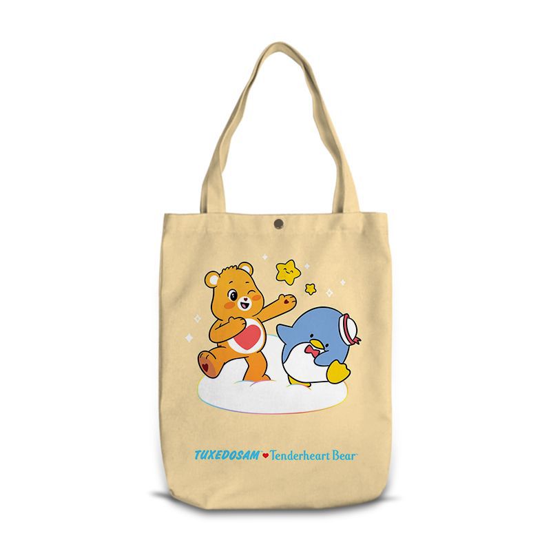 彩虹爱心熊&san全家福周边多图案单肩帆布袋休闲单肩包购物袋