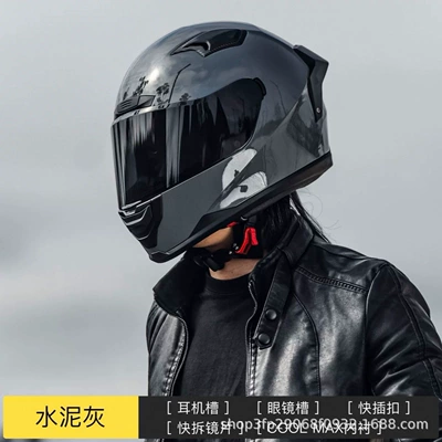 Motorcycle Helmet Headset — with a Versatile High-Profile Helmet Body - cement-gray-factory-standard-transparent-lenses-s-53-54-if-you-have-a-widefat-face-take-one-size-larger