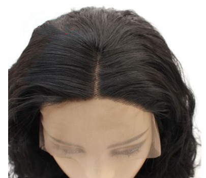 Pelucas de encaje europeas y americanas populares damas onduladas negras rizadas fibra química media mano tejida cubierta de cabeza LW0080