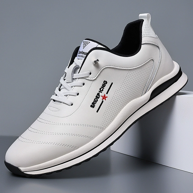 Мужская обувь, осень 2023, новые модные мужские кожаные повседневные кроссовки с мягкой подошвой, универсальная Нескользящая дышащая Белая обувь