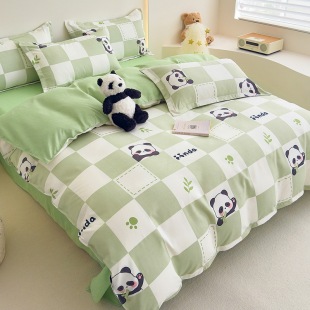 Class A Maternal and Infant Grade Ins Naked Sleeping Four-piece Set Fresh Cotton Sanding Bed Sheet Quilt Cover Bed Hat Dormitory Three-piece Set