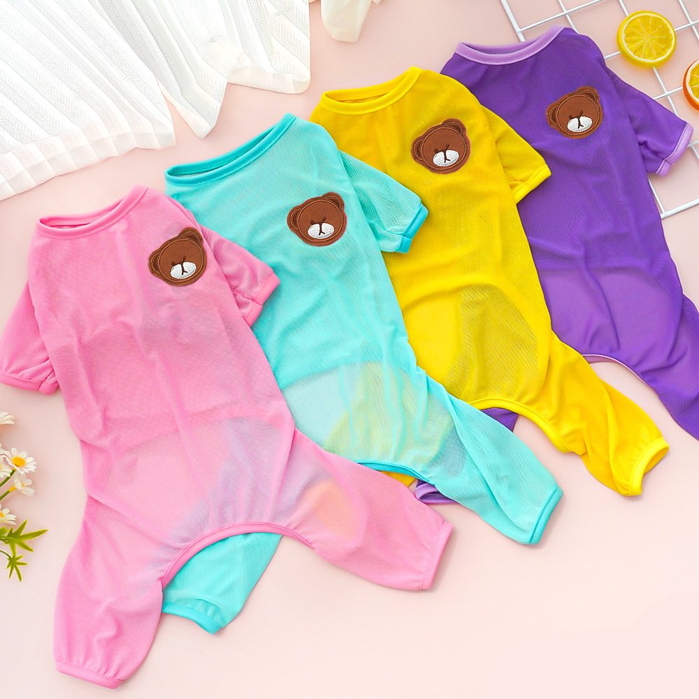 Ropa para mascotas de cuatro patas, ropa para perros de cuatro patas, chaleco para gatos, suministros para perros y gatos grandes, ropa para aire acondicionado, a prueba de mosquitos, adecuada para Teddy y Bichon.