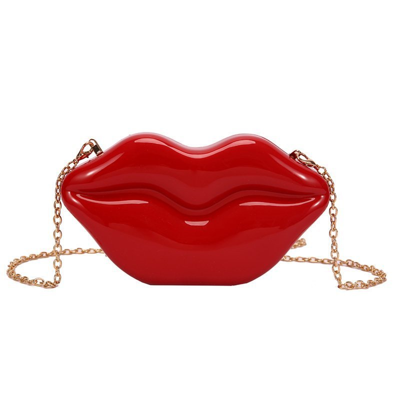 Cross-border extraña bolso de labios de mujer 2024 verano nuevo producto coreano de moda de mujer brillante cadena bolso de hombro
