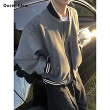 K1E秋冬季美式高街男款休闲宽松痞帅棒球服毛呢夹克外